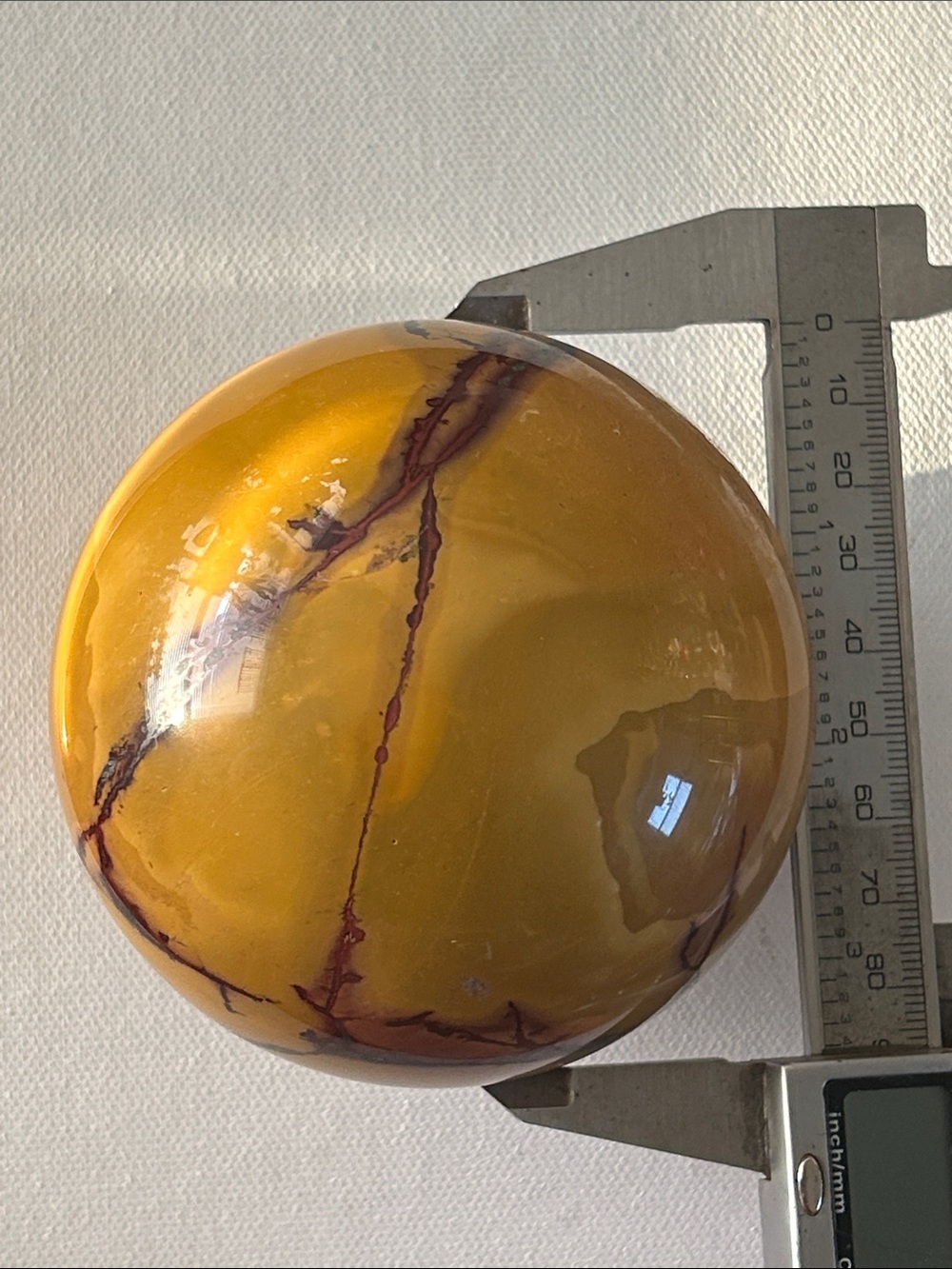 💎 90mm Polished Yellow Mookaite Jasper Sphere Decorative Home Art - Picture 9 of 9